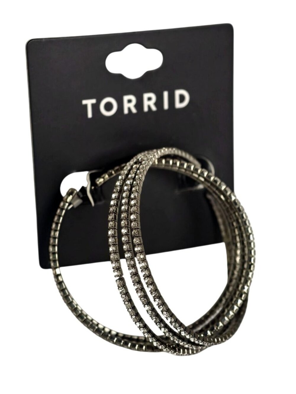 Torrid Triple Pave Hoop Earrings Hem Ombre Design Sparkling Rhinestones NEW